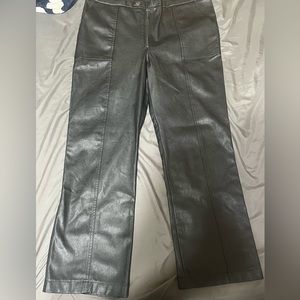 David lerner  faux leather black leather black pants side zip up women (small)